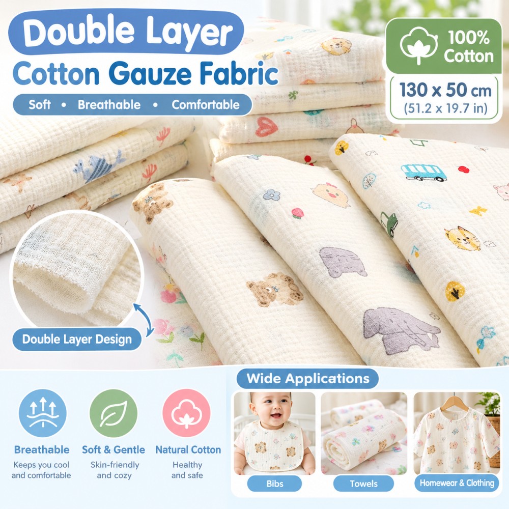 Baby Clothing Usa - Хлопковая двухслойная марлевая ткань с принтом,