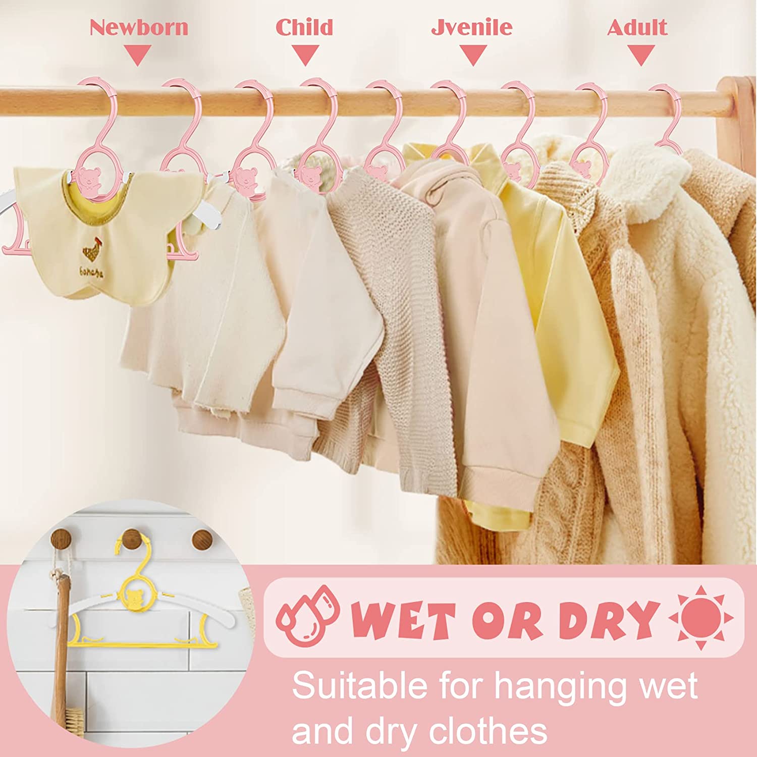 UNTIOR Нескользящая вешалка дл – обзор и цена Baby Clothing Hanging Rack